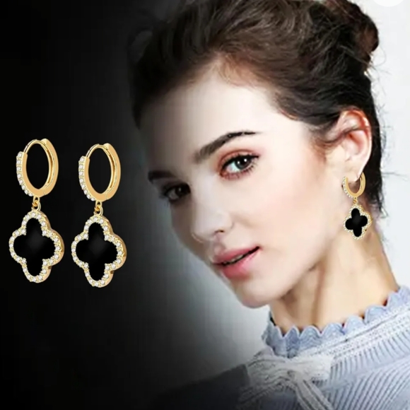 NEW 14 carats Gold planed Trefle earings - Picture 5 of 7